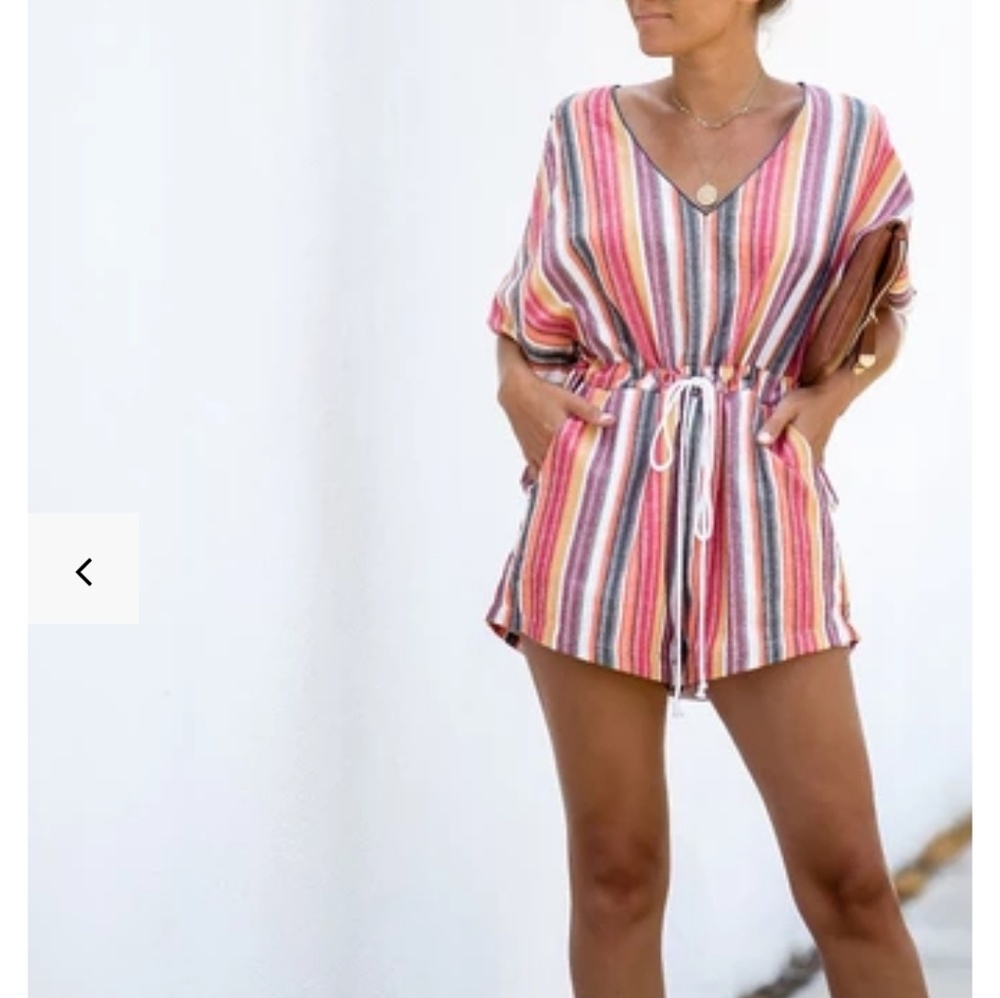 Good Vibration Striped Pocketed Romper